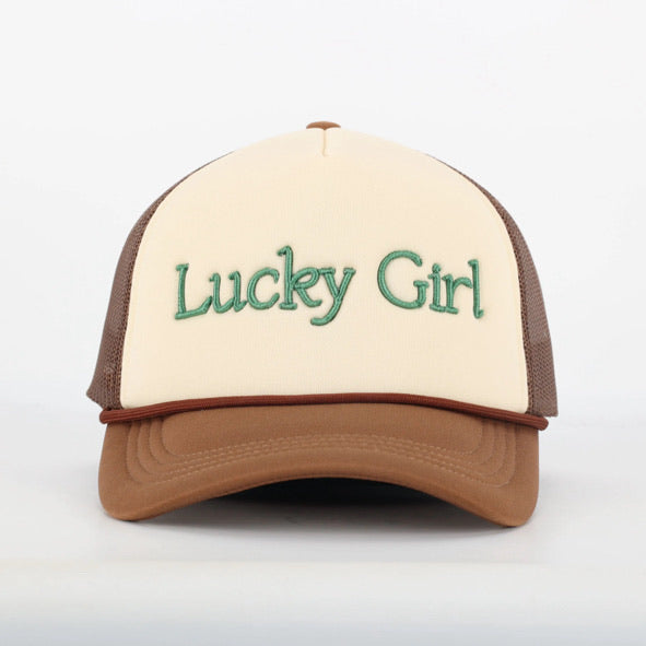 Lucky Girl Trucker Hat - The Cozy Coast X Rise Above Fall Below